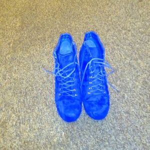 Royal blue 💙 lace up zip up booties